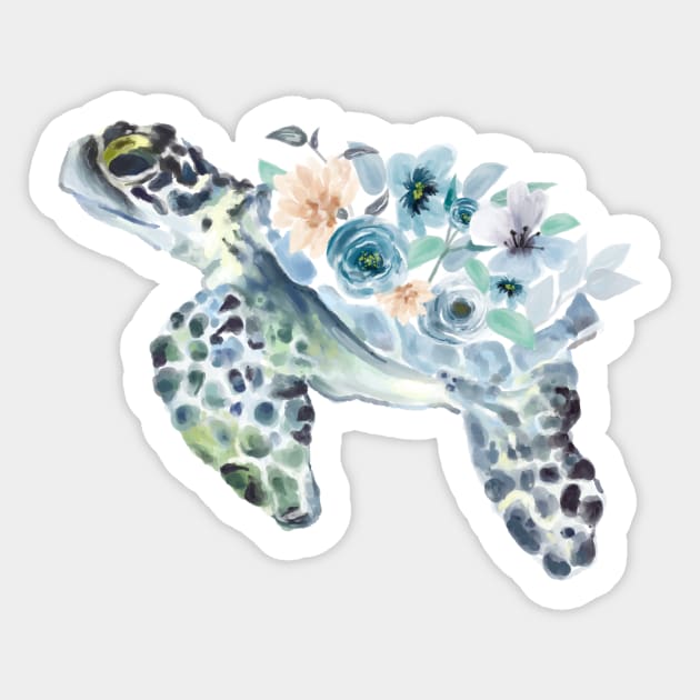 Floral Turtle Sticker by The Dirty Palette
